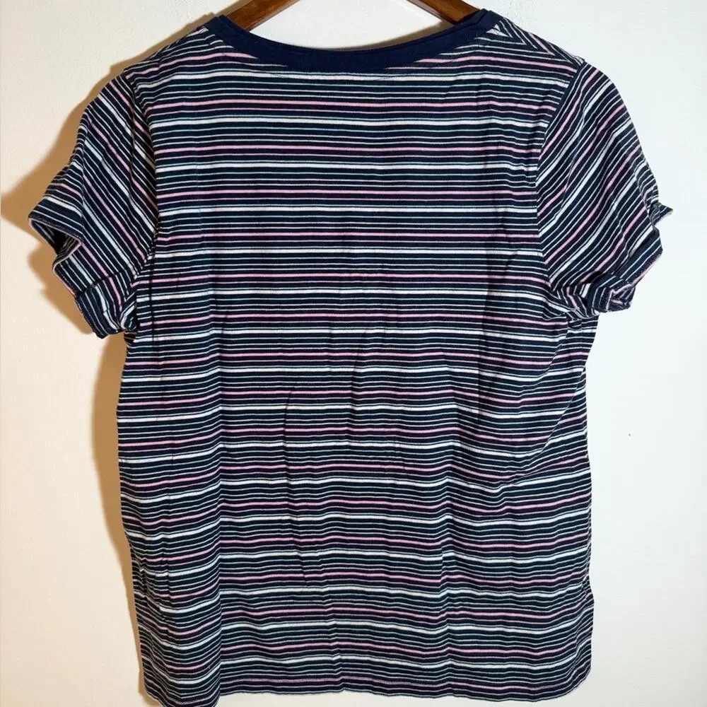 Coral Bay Navy and Pink Striped Top